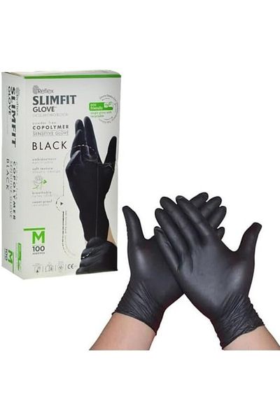 STOREMAX ysstorex Reflex Slımfıt Glove Χωρίς σκόνη Μίας χρήσης Συμβατό με τρόφιμα Νέας γενιάς Μαύρο