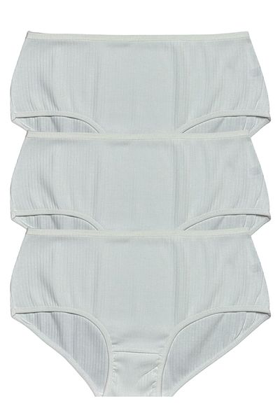Gizli Butik Women's High Waist Corded Cotton Panties - Ecru Set of 3