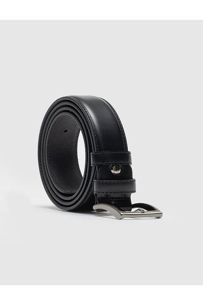 Cabani 100% Genuine Leather Men's Black 3.5 cm Stitched Classic Belt