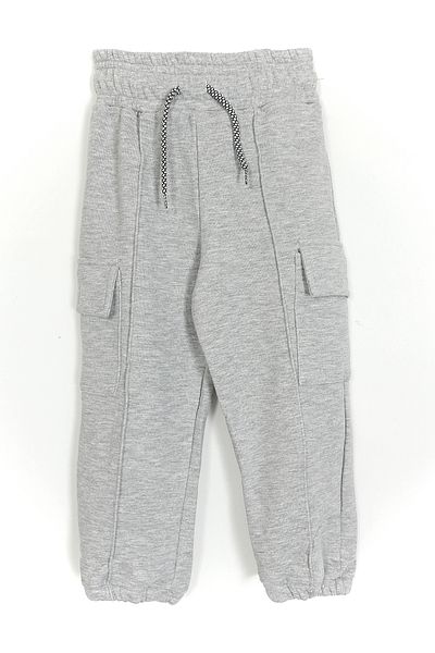 DobaKids Pantaloni de sport Jogger gri - Buzunar cargo cu dungi, fetiță și copil