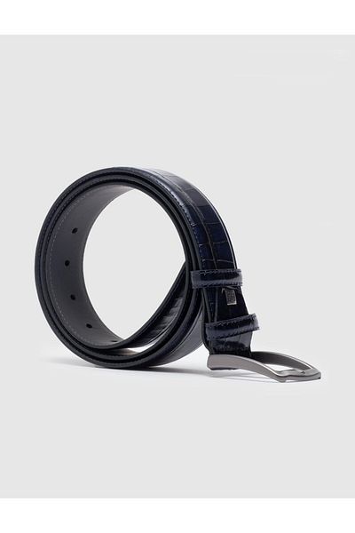 Cabani 100% Piele Veratică Croco Model 4 Cm Curea Albastră Bărbați