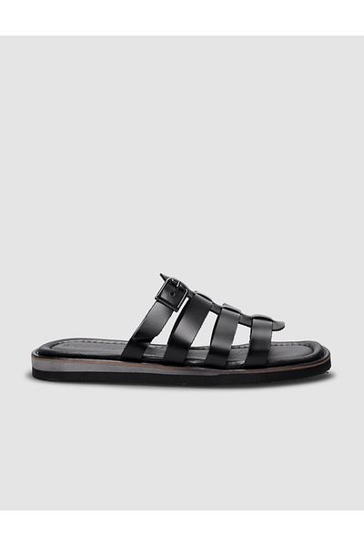 Cabani 100% piele naturală cu cataramă laterală neagră pentru femei