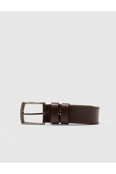 Cabani 100% Genuine Leather Men's Brown 3.5 cm Stitched Classic Belt