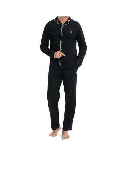 U.S. Polo Assn. Men's Black Modal Cotton Pajamas Set - Tall Placket, Boxed Q.2U3.O1.K4K.0A