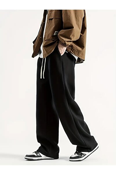 CAONNES Pantaloni de trening negri, largi, mărime mare - Material confortabil...