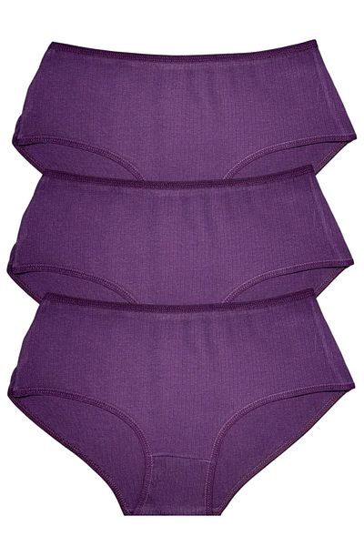 Gizli Butik Chiloți de damă din bumbac cu talie înaltă - Set de 3 mov