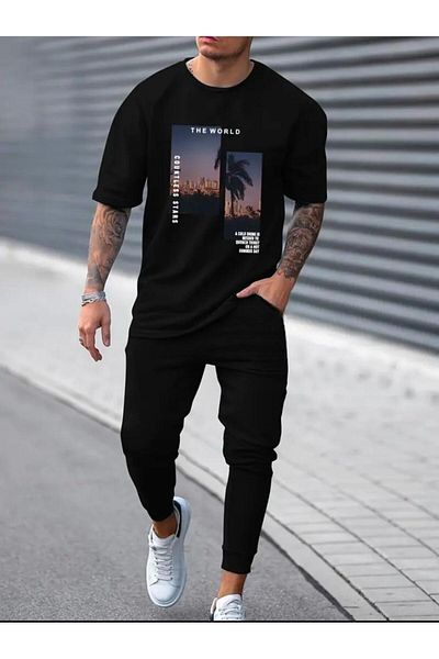 Medinenur Σετ αθλητικών φόρμας Jogger με στάμπα City View - Άνετη εφαρμογή