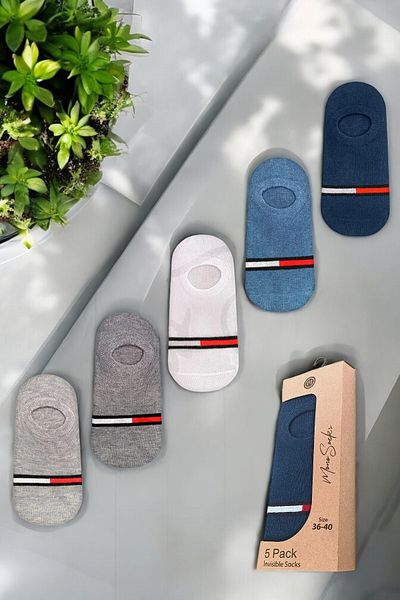 Mono Socks Mono Sock - 5-Piece Invisible Sneakers Red and White Striped Socks