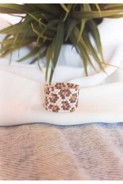 ZeynDesign Leopard Print Miyuki Ring