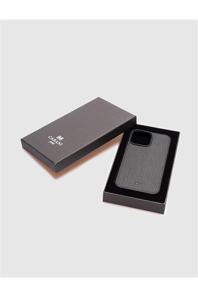 Cabani Hakiki Deri Iphone 13 Pro Max Siyah Unisex Telefon Kılıfı