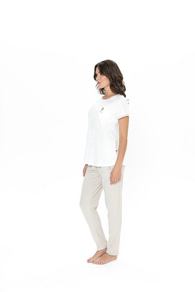 U.S. Polo Assn. قاعدة. بولو أسن. طقم بيجامة نسائي إكرو - ساق ضيقة YZWMN.AS.2TR.A0.PL0.U.4S8.LKE11