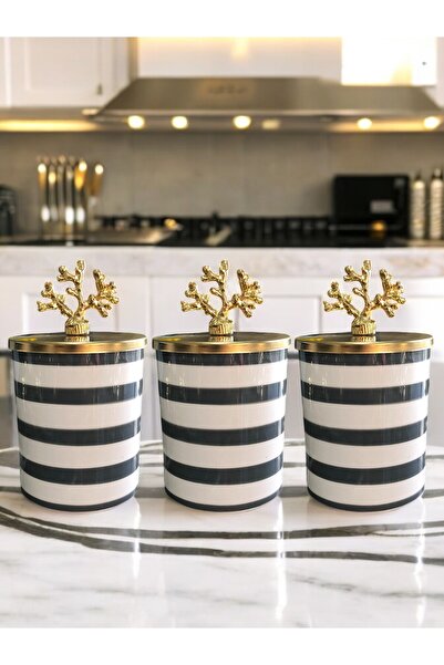 ferayhome وعاء توابل مكون من 3 قطع من إكسسوارات المطبخ، رمادي حمار وحشي ذهبي ...