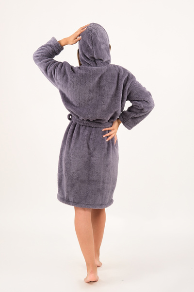 Dotamess Hooded Wellsoft Plush Dressing Gown Home Wear