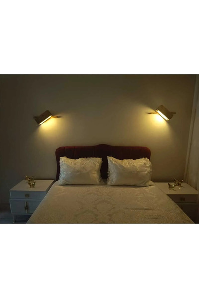 MSAĞWOODS 2 Li Dekoratif Peri Ledli Ahşap Aplik Dekoratif Aydınlatma Duvar De...