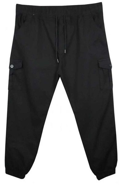 AKTEZ-EL Μαύρο παντελόνι Jogger Plus Size - Lycra με τσέπες Cargo 1903