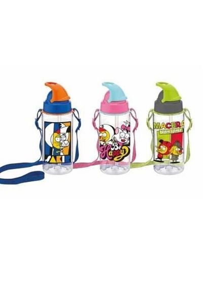 Gıpta Kral Şakir Patterned Tritan Flask with Straw 500 Ml - Pink