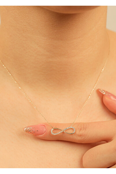 kuyumcu nurettin 1,60   gr (gram)  Sonsuzluk Taşlı Kolye  45 cm 14 Ayar Altın