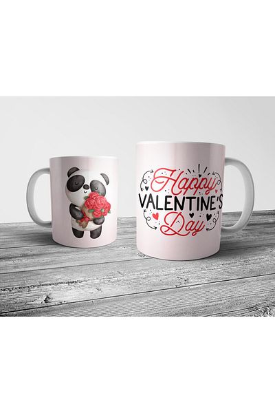 Pixxa Valentine's Day Panda Patterned Lover Mug - Model 1