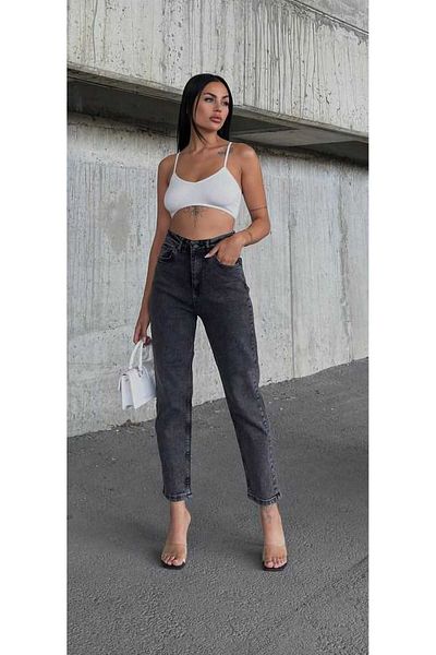 geenz manifacture Blugi Mom cu talie super înaltă Regalo Gri închis Lycra Swimming Mom