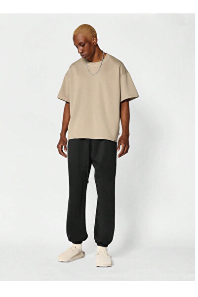 CAONNES Pantaloni de jogging negri pentru bărbați cu talie înaltă - Croială c...