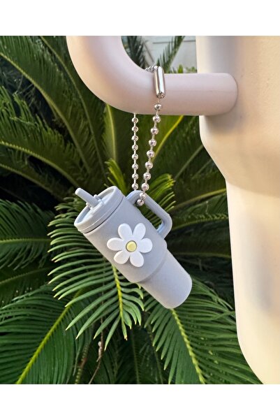 YuccaCo Accessorize Your Life Gray Floral Thermos Accessory/ Thermos Thermos Charm/Charm/Thermos Accessory