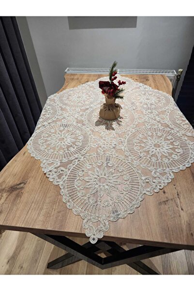 Tekstilife 95X95 منسوجات منزلية من الدانتيل باللون الذهبي والفضي