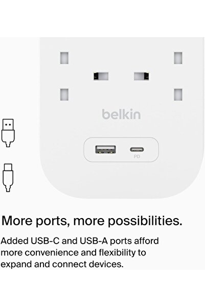 Belkin واقي من زيادة التيار مكون من 6 منافذ USB-A وUSB-C بقوة 18 وات وكابل بطول 2 متر
