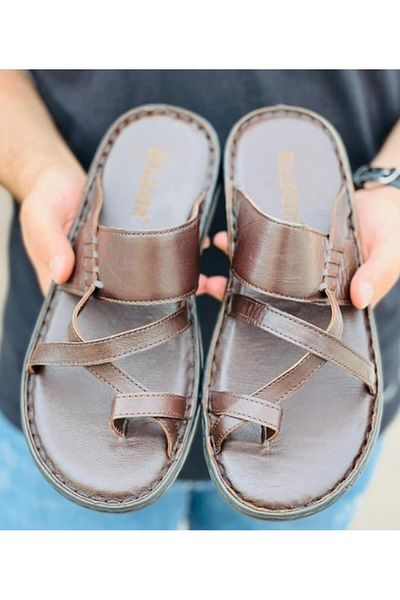 Bulldozer 231203   Genuine Leather Men's Casual Slippers
