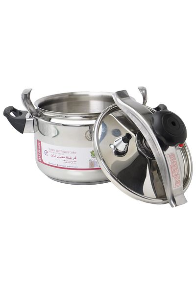 Badraig Stainless Steel Pressure Cooker Pressure Pot Arabic Cooker Silver Black Size 6L
