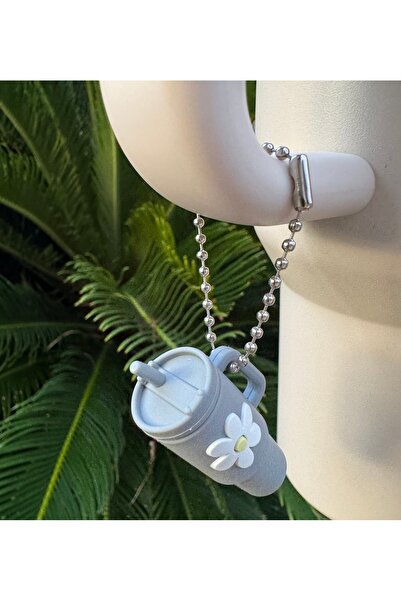 YuccaCo Accessorize Your Life Gray Floral Thermos Accessory/ Thermos Thermos Charm/Charm/Thermos Accessory