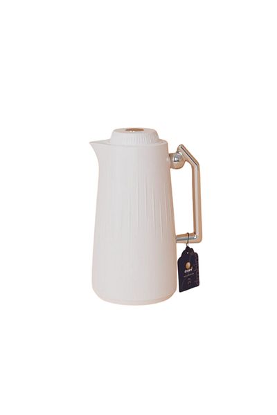 drobina Plastic Tea & Coffee Flask 1 Liter white drobina silver handle