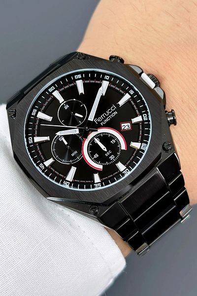 Ferrucci Function Black Color Case and Black Color Steel Band Men's Wrist Watch Zmfer063
