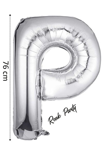 renk party Folyo Balon P Harfi Helyum Balon 76 Cm Gümüş Renk - P Harf Balon -...