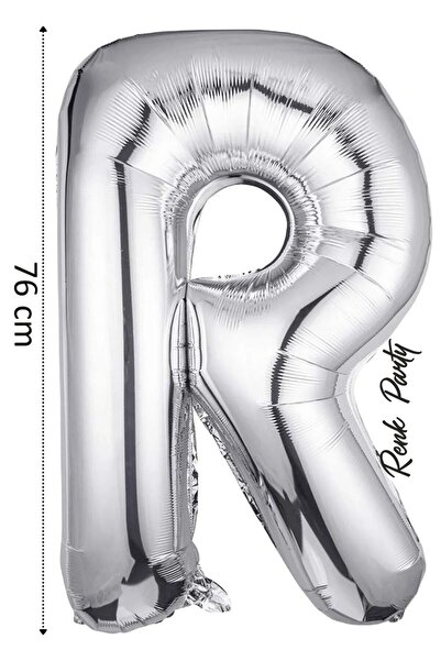 renk party Foil Balloon Letter R Helium Balloon 76 cm Silver Color - Letter R...