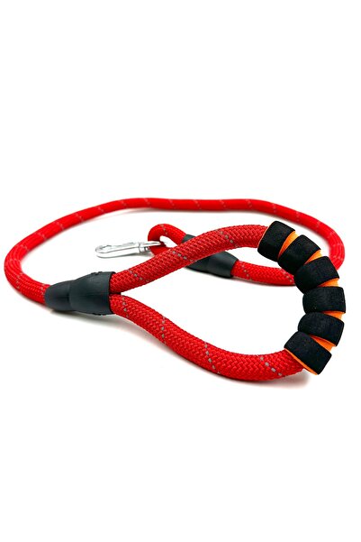 Tasma Market Kırmızı Yumuşak Tutma Kulplu Reflektörlü Köpek Gezdirme Tasması