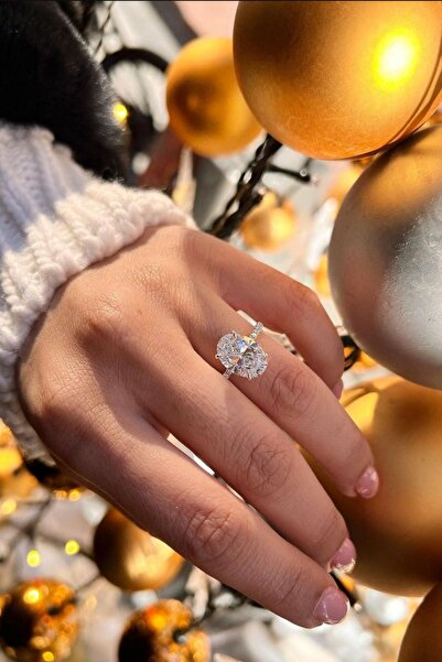 Crystal Diamond Zirconia Garanti belgeli, kararmaz, solmaz, 4 karat oval yüzük (hediye paketi yapılır)