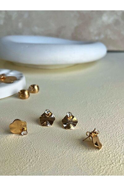 Tasarım Tektaş dalga desenli yuvarlak küpe