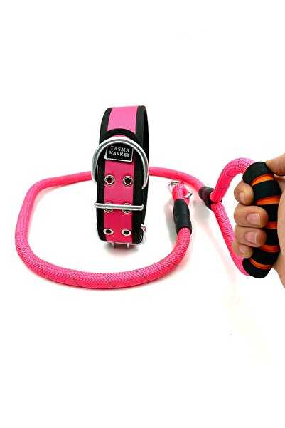 Tasma Market Büyük Irk Reflektörlü Köpek Gezdirme ve Boyun Tasması Seti