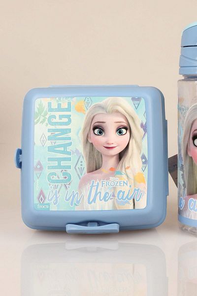 DEKOMUS Elsa Frozen Blue Frozen - Licențiat, sticlă Tritan de 500 ml și bol de nutriție incluse