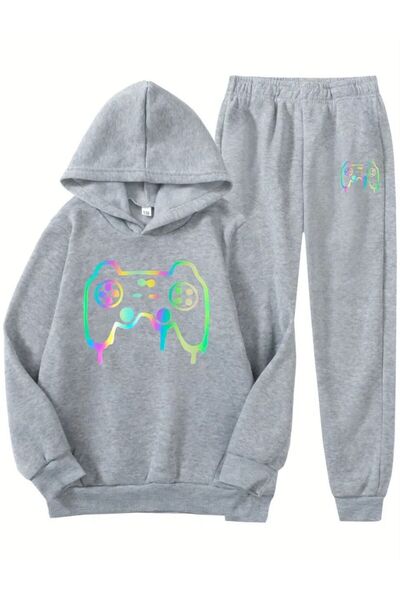 RENNA KİDS Σετ φόρμας για αγόρια με στάμπα Neon Console και κουκούλα