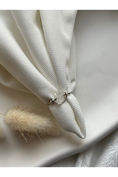 PelvedDesign خاتم سلك فضي قابل للتعديل من حجر الكوارتز الكريستالي المكسور