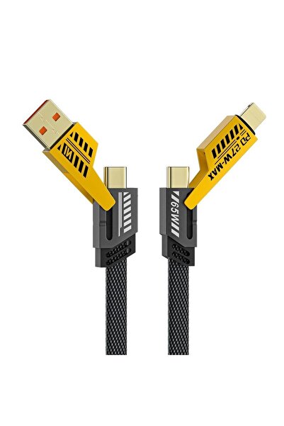 Lopard 4in1 Süper Hızlı Şarj Kablosu 65W Şarj USB'den Type-C'/Lightning'e Type-C'den Type-C/Lightning Samsu