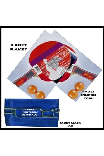 Uygunayakala Uyguna-Yakala 4 Adet+4 Top+ag Demir Masa Tenisi Raketi-MLZ.032