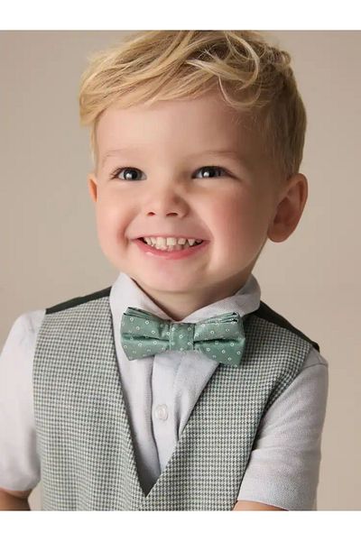 Next Baby Sage Green - Vest, Shirt, Shorts and Bow Tie Set Suit