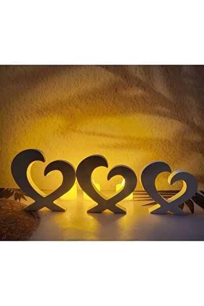 rakaymu 3 Lü Sevgi Kalp Dekoratif Biblo Obje Heykel Seti