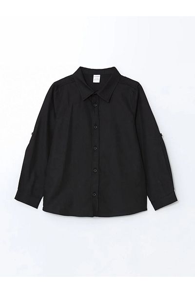 LC Waikiki Lcw Kids Black Long Sleeve Basic Boy's Shirt