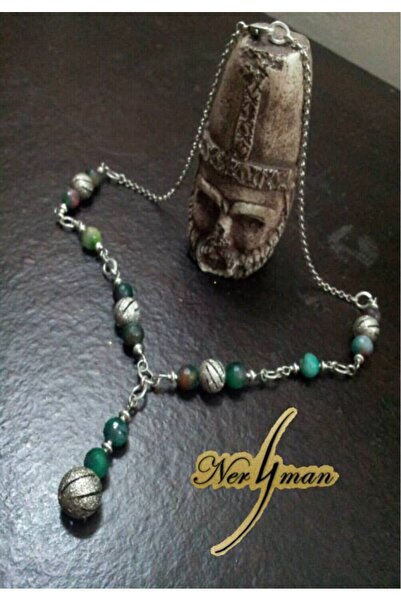 NERYMAN DOĞAL TAŞ, YOSUNLU AKİK (MOSS AGATE) İLE TASARLANMIŞ ŞIK KOLYE