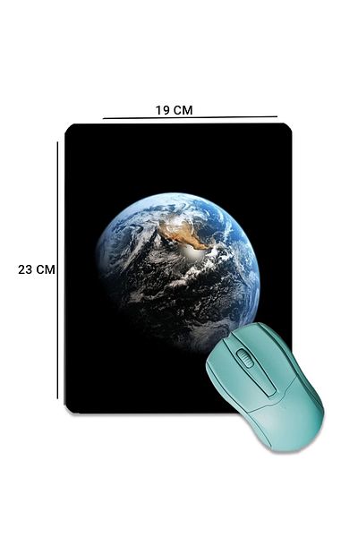 SonicTouch لوحة ماوس ألعاب ذات سطح أملس أسود بتصميم كوكب الأرض وقاعدة غير قابلة للانزلاق بحافة سلسة مقاس 19 × 23 سم