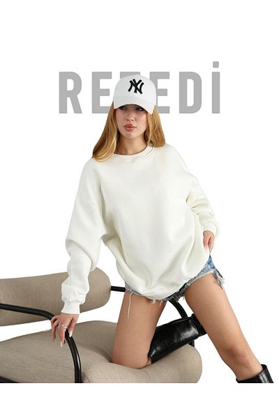 RE7EDİ Unisex Oversize Sweatshirt White
