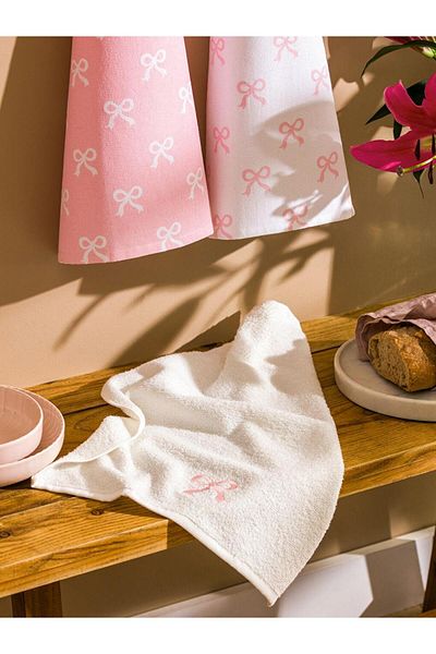 LC Waikiki Lcw Home Bow Embroidered Drying Cloth 3 Pcs 40X50 cm